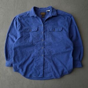 Vintage 90s Eddie Bauer Blue Flannel Shirt Large Long Sleeve Cotton Button Up